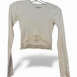 Hollister Vintage  cropped white long sleeve shirt xxs lace at the bottom Photo 0