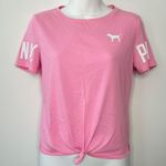 PINK - Victoria's Secret PINK VICTORIA’S SECRET Tie Front Crop T-shirt Womens Size XS Preppy Sporty Cute Photo 0