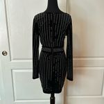 Windsor  BLACK VELVET STUDDED V NECK WRAP LONG SLEEVE DRESS Photo 1