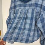 American Eagle Womens Cropped Flannel Button Down Sz XL Hooded Distressed Photo 13