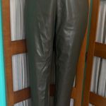 Kori  Vegan Leather Pants - Olive Photo 2