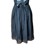 Vera Wang Princess  Black Polka Dot Neon Yellow Trim Belted Chiffon Dress Size 5 Photo 7