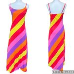 Derek Lam Derek Heart Size M Rainbow Stripe Maxi Dress Bodycon Sleeveless Adjustable Photo 1