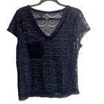 Aeropostale Size Xl Lace T Shirt Top Navy Blue Sheer V Neck Whimsigoth Fairy Y2K Photo 3