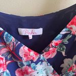 Parker Floral Printed Faux Wrap Casual Mini Dress Navy Red Womens Size M… Photo 2