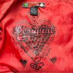 Desigual Red Heart Embroidered Jacquard Long Sleeves Peacoat, Sz Medium Photo 10