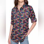 Karl Lagerfeld NWT  Paris women's Printed Utility Button-Front Top long sleeve 3X Photo 1
