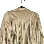 NWT Cropped Soft Faux Western Fringe Suede Open Style Lined Jacket Coat M Cream Size M Photo 6