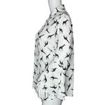 Chico's  Shirt Womens Medium Black‎ White Giraffes Neutral Office Casual Novelty Photo 2