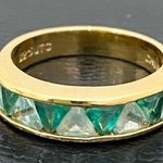 SUZANNE SOMERS 925 Gold Emerald Green Trilliant CZ Cubic Zirconia Ring Size 8 Photo 8