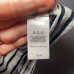 ALC Frank A.L.C. Black White Stripe Ruffle Short Sleeve Carrie Shirt Women's size Medium Photo 8