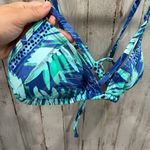 EXPRESS New! Blue Green Tropical Triangle Bikini Top Back Tie Womens Size M Photo 1