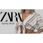 ZARA  Linen Tie Crop Top Balloon Sleeve Pastel Striped Size Small Photo 2