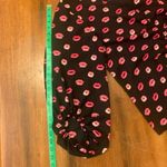 Cato  NWT Black and Pink Lip Puff Sleeve Top with Ruched Tie Front Elastic sleeve Photo 5