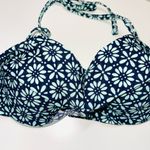 Aerie Navy Blue & Mint Green Floral Ruffle Push-up Bikini Top 36B Photo 2