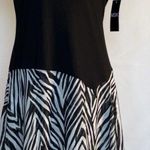 Boho,Chic,Romantic MSK Black And Whites Zebra Print Asymmetrical Hem DressSize L Size L Photo 0