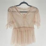 Miami Delicate Blush Pink Smocked Top with Puff Sleeves Photo 0
