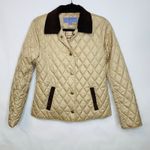 Karen Scott Tan Quilted Jacket Brown Corduroy Collar Sz Small Town & Country Preppy Photo 4