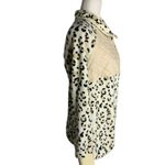 Leopard Print Fleece Pullover Sweater S White Snaps Long Sleeve High Neck Photo 4