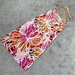 Natori  Women’s Satin Tropical Floral Midi Slip Dress Sleeveless in Multicolor L Photo 5