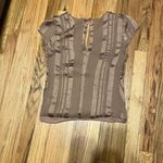 Bebe Bronze Shimmer Faux Wrap Bodysuit Plunge V-Neck Top Size S Photo 4