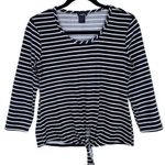 Rue 21 Striped Tie Front Black White T-Shirt Tee Top Shirt Size Small S Womens Photo 0