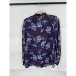 Jay Godfrey Blouse Women 0 Purple Floral Tie Neck Top Sheer Formal MSRP:$248 Photo 2