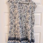 Beach Lunch Lounge Sleeveless Floral Blouse White Blue Size L Photo 0