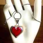 TAXCO Sterling Silver Red Jasper Heart Cabochon Pendant Necklace Photo 6