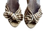 Loeffler Randall - Tessa Bow Canvas Brown Striped Espadrille 4” Wedge Sz 10 Photo 2