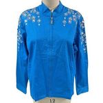 Bob Mackie VTG 90s Cotton Blend Zip Jacket Blue Silver Rhinestone Accents NWT XL Photo 0