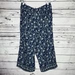 Max Studio NWT Size 1X Blue Floral Print Pull-On Wide Leg Crop Pants w/ Pockets Photo 2