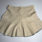 Derek Lam  10 Crosby Leather Mini Flare‎ Skirt Cream Beige Size 2 Raw Hem Photo 0