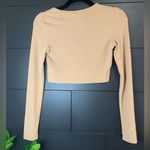 Ribbed crop top. Long sleeve. Light brown. Casual. Dressy. Women’s. Size xs. Photo 3