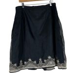 Vintage Carole Little Skirt Womens 14 Black 100% Silk Embroidered Bogo Gypsy Photo 4