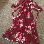 Pinkblush Size Small Maternity Chiffon Maxi Dress Burgundy Floral Ricarica Photo 2