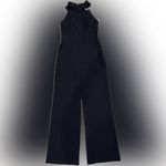 Eliza J  Ruffle Halter Neck Jumpsuit pocket straight leg In Navy size 14 Photo 3