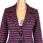 Cheryl Nash Windridge Womens Tailored Blazer Suit Jacket Striped Black Pink Med Photo 2