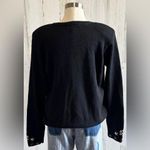 Vintage Snowflake Cardigan black Beaded Holiday Fair Isle Sweater Christmas Size M Photo 3
