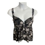 Torrid  Black Grey Floral Retro Tankini Top Plus Size 1F Slit Swimwear Women Photo 1