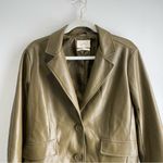 Urban Outfitters  Oversized Jules Faux Leather Blazer Olive Small Photo 7