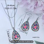Silver Multi Colored Gemstone Necklace and Earrings (2) Piece Set Photo 4