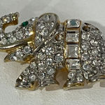 Elephant Brooch Rhinestone Pave Gold Tone Animal Statement Jewelry Silver Photo 0