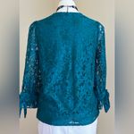 Charter Club NWT Teal Blue Sheer Lace Under Blouse Sz S Leg Of Mutton Bo… Photo 4