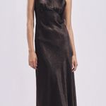ZARA  dress maxi long brown wrinkle satin effect bodycon wedding party cocktail Photo 11