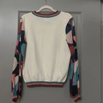 Faye Contrast Geometric Print Sleeve Sweater Size L Photo 3