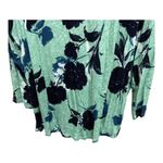 Croft & Barrow  Teal Blue Floral Long Sleeve VNeck Top Size XL Casual Whimiscal Photo 2