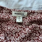 Monteau Y2K Burgundy Ditsy Floral Button Front Mini Dress Women’s Large Ruffle Photo 11