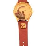 Harry Potter Hogwarts Watch Accutime Stainless Steel Caseback Faux Leather Band Brown Photo 0