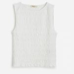 Madewell  White Linen Blend Smocked Boatneck Tank Top Size XS Photo 4
